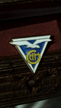 Pin's vintage Mission Service Civique Marseille triangle bleu blanc oiseau