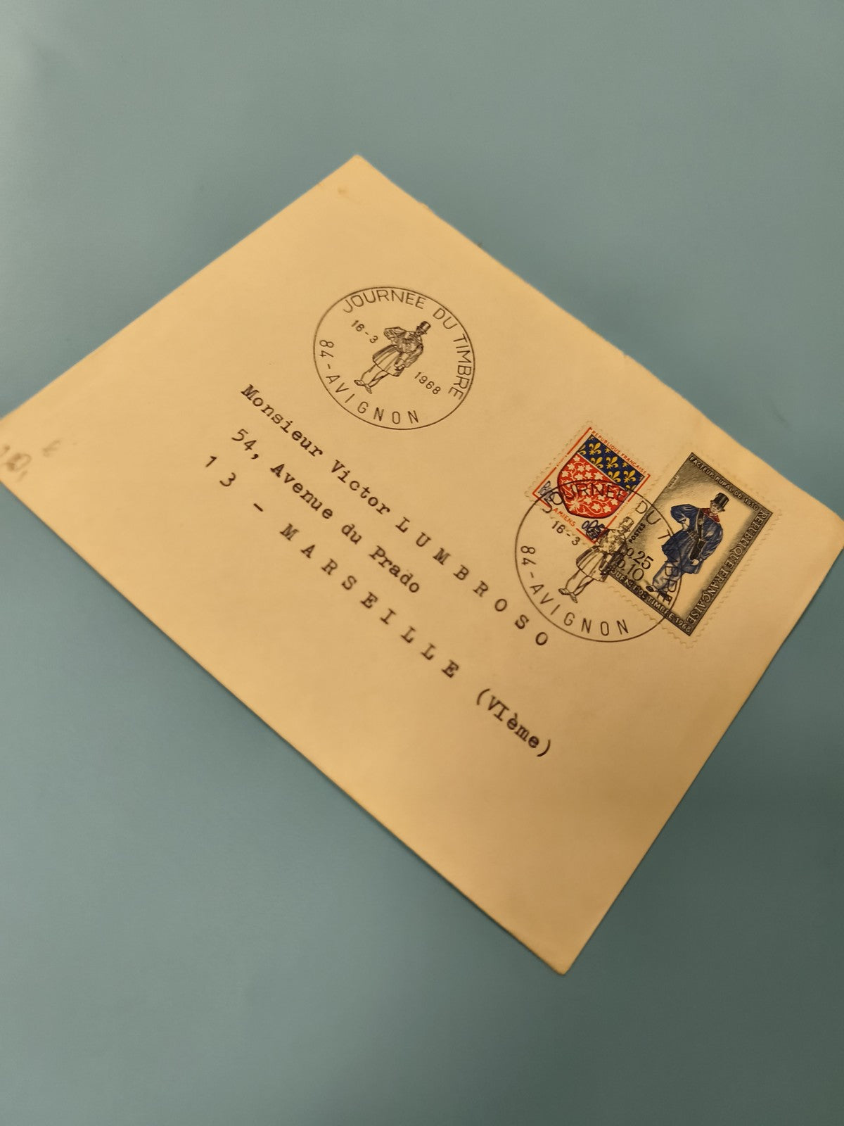 Ancienne enveloppe oblitérée Journée du Timbre Avignon 1968, timbres collection