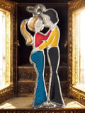 Pendentif vintage émaillé couple années 70 style rétro deadstock