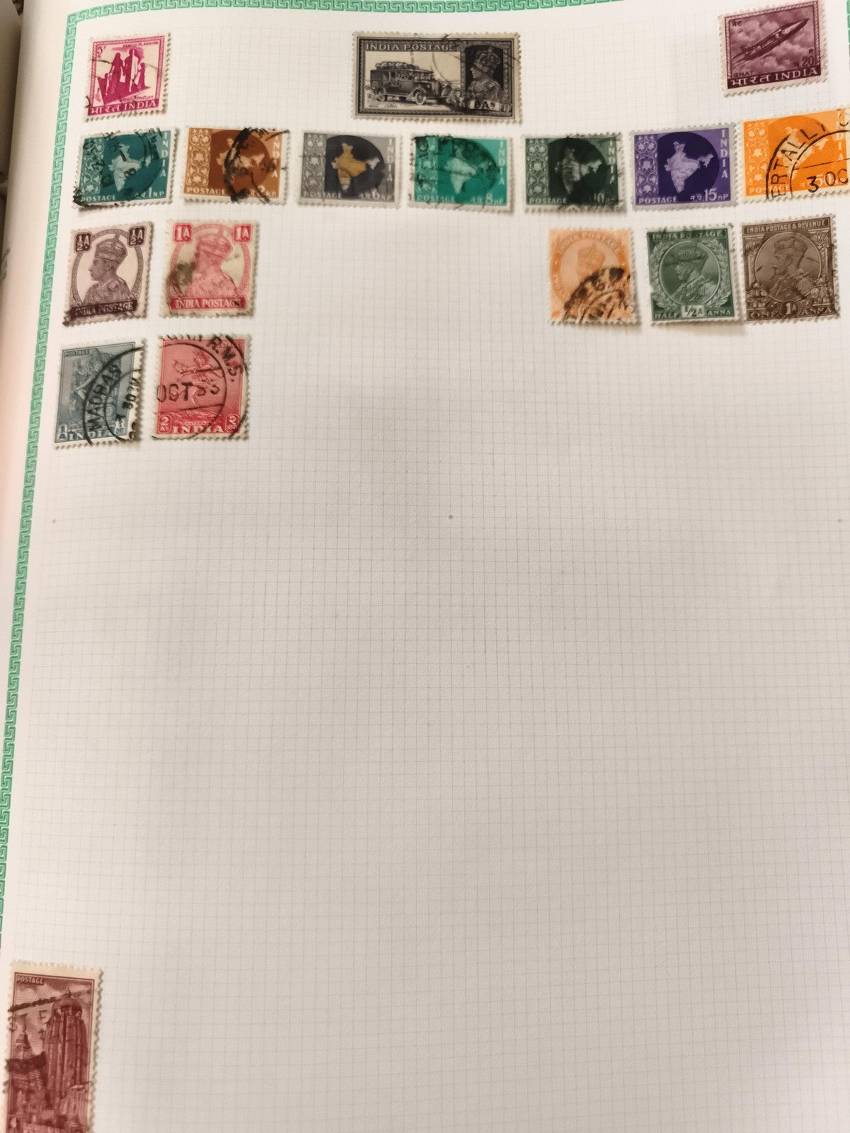 Timbres Inde anciens oblitérés, lot philatélie India Postage, divers formats