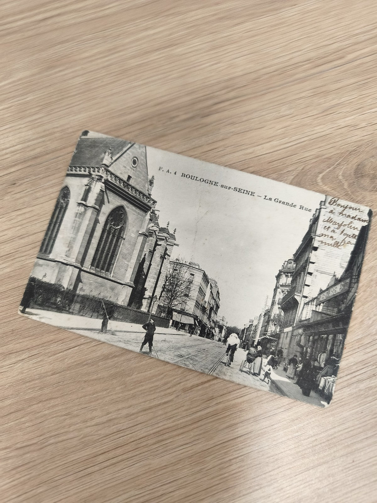 Ancienne carte postale Boulogne-sur-Seine La Grande Rue CPA noir et blanc