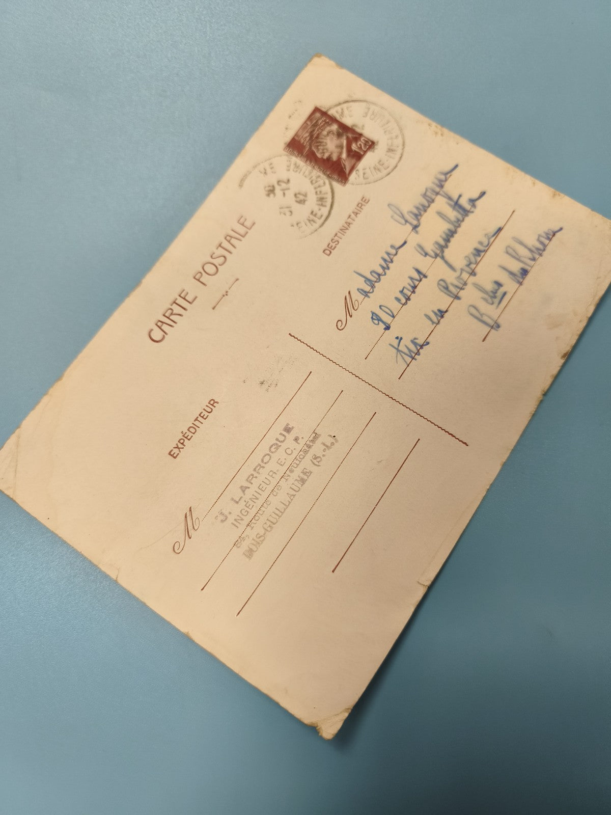 Ancienne carte postale France 1940 philatélie timbre oblitéré collection