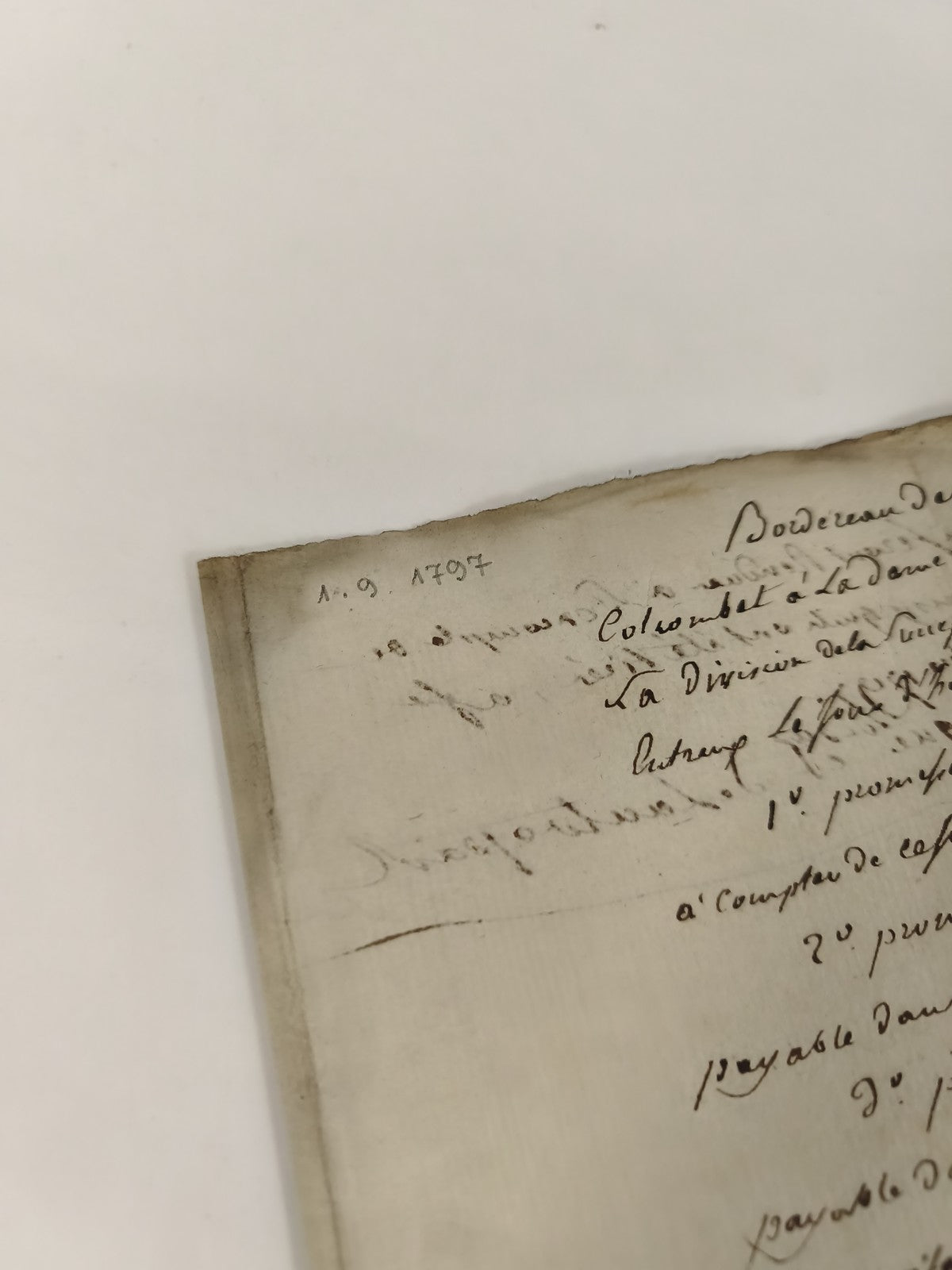 Lettre manuscrite administrative 1797, ancien bordereau XVIIIe français