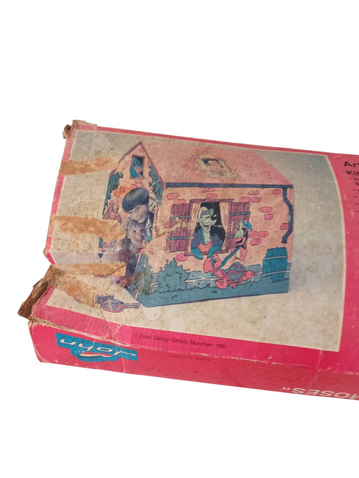 Maison de jeu enfant vintage Happy Moses années 90, carton à restaurer