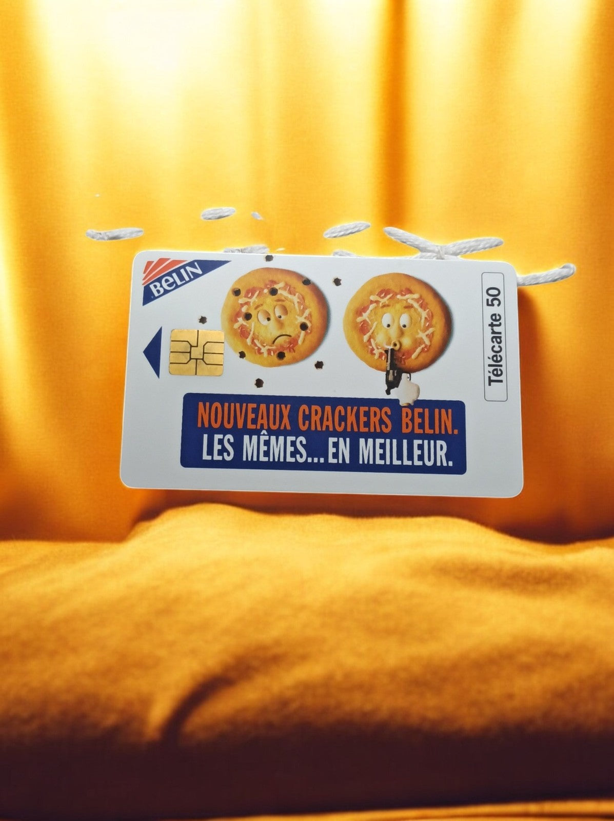 Télécarte vintage 50 unités Belin crackers pub, carte téléphonique publicitaire