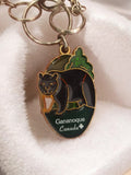 Porte-clés vintage Gananoque Canada ours noir émaillé rétro souvenir ancien