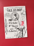 Carte postale philatélie Vals-les-Bains 1989 timbre Liberté illustration noire