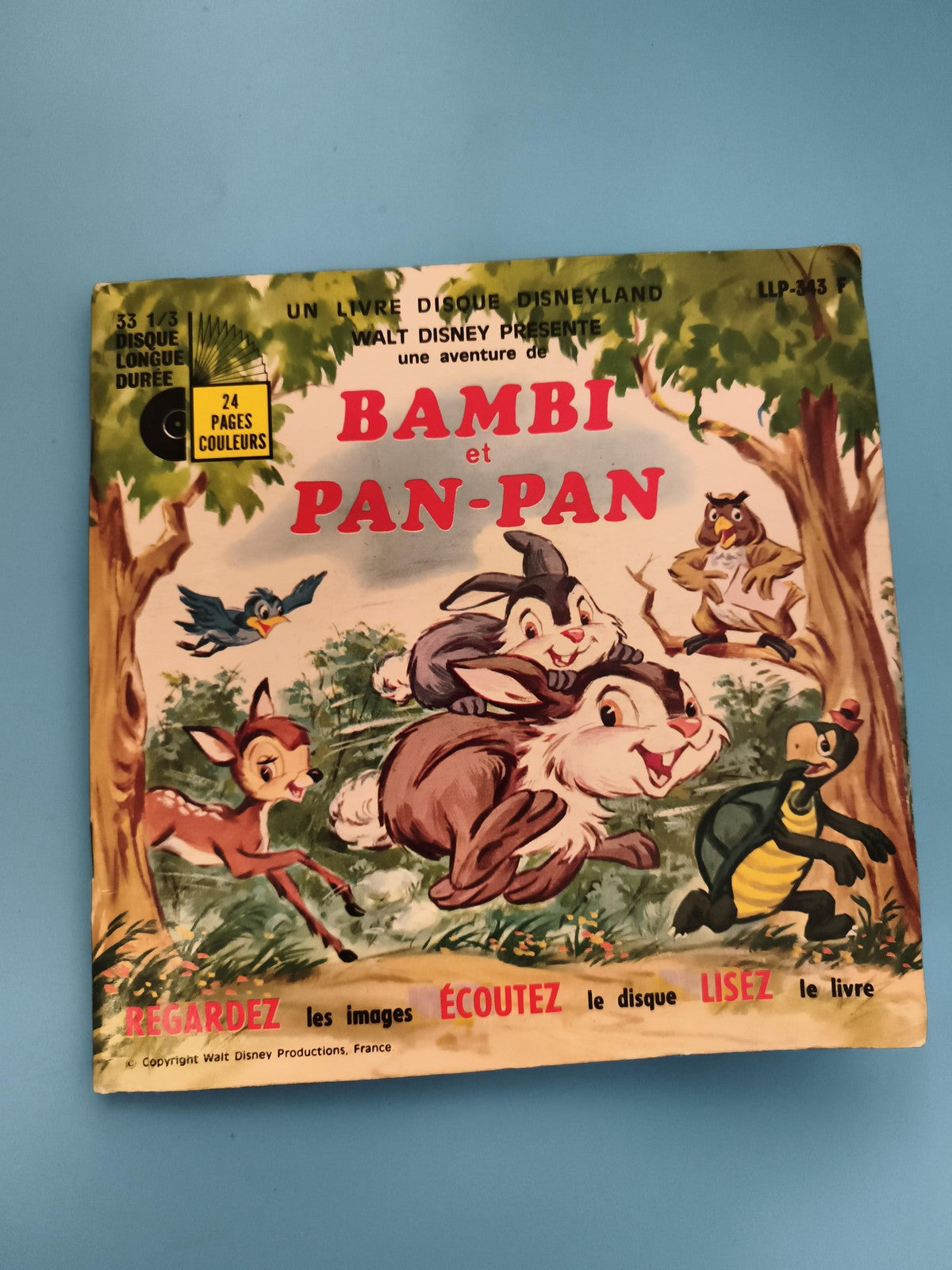 Livre disque vinyle 33T Disneyland Bambi Pan-Pan Walt Disney LLP 343 24 pages