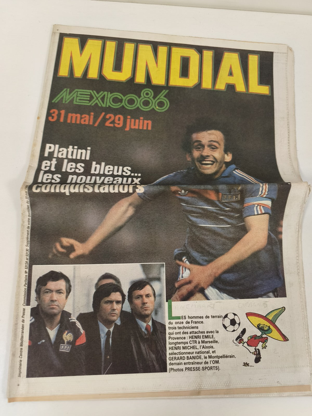 Ancien journal football Mundial Mexico 86 Platini France vintage collector