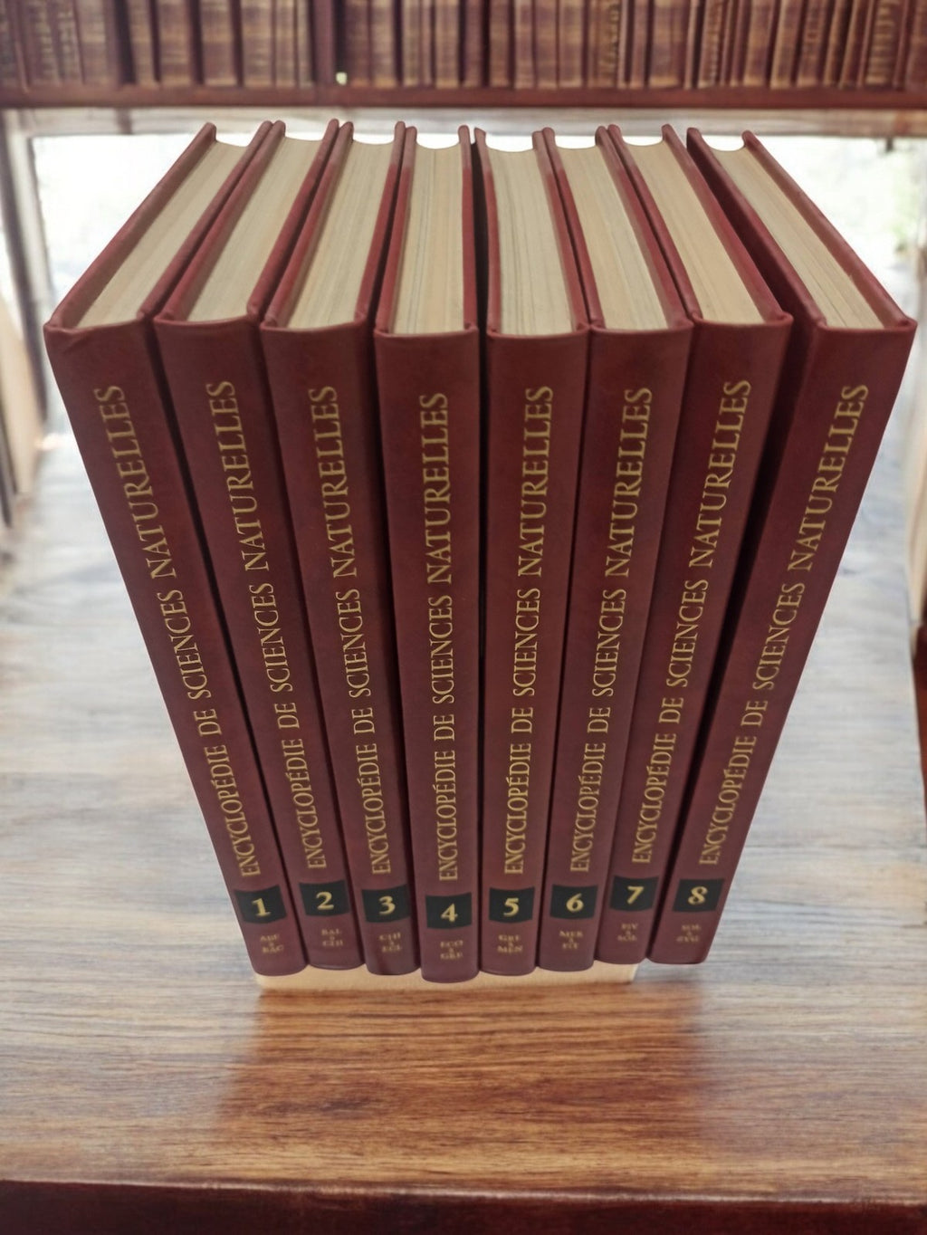 Lot 8 livres Encyclopédie de Sciences Naturelles ancien vintage reliure rouge ré