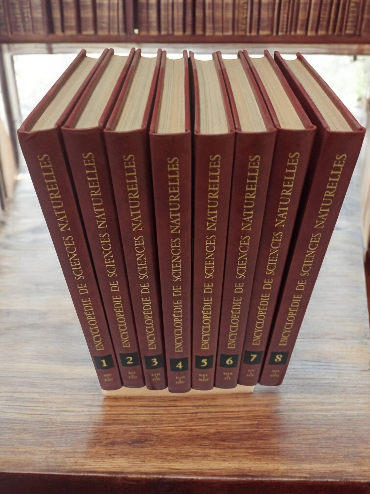 Lot 8 livres Encyclopédie de Sciences Naturelles ancien vintage reliure rouge ré