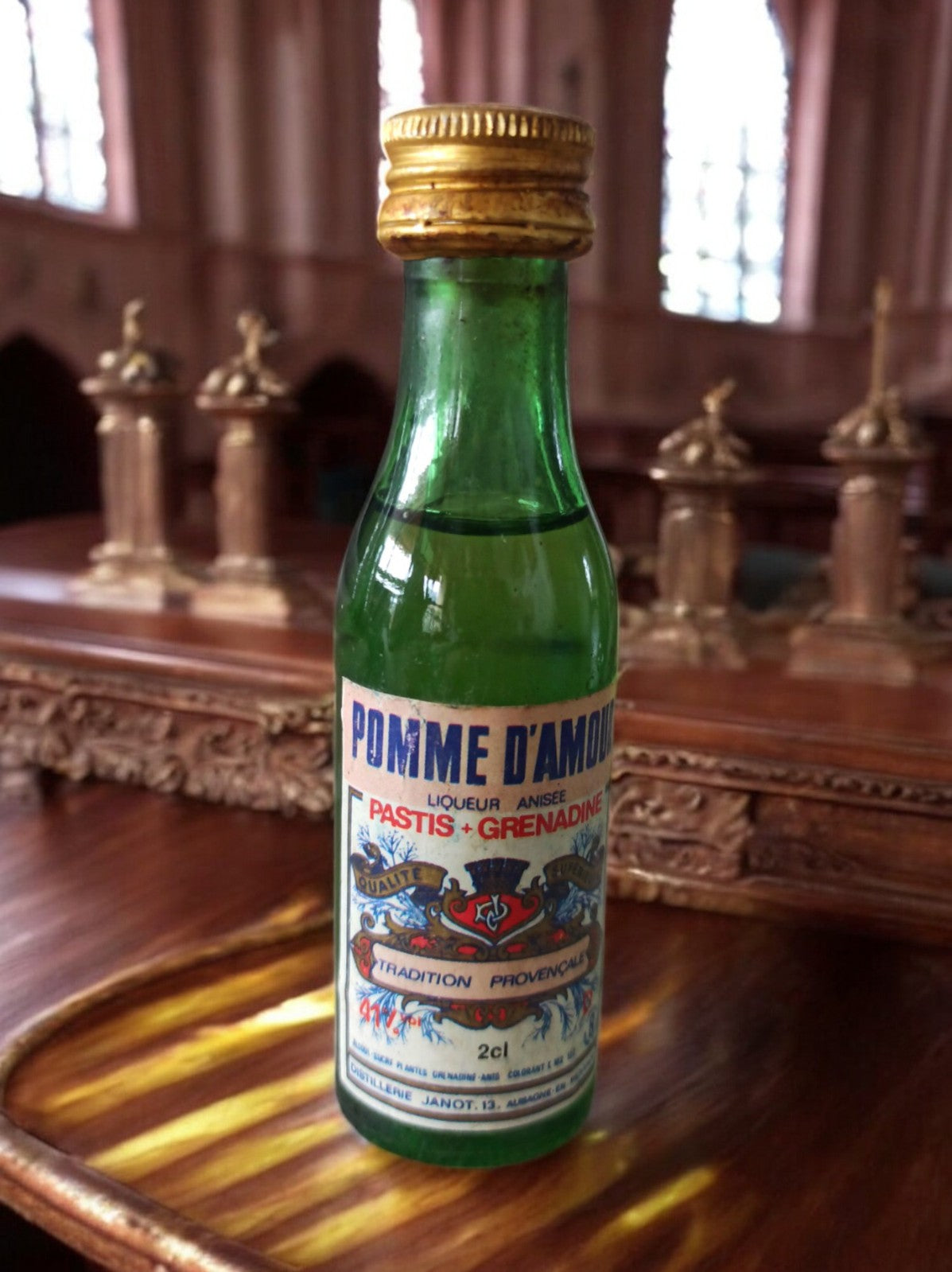 Mignonnette Pomme d’Amour vintage Janot 2cl, liqueur anisée pastis grenadine