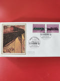 Enveloppe philatélie Helvetia premier jour, timbres trains suisses, illustration