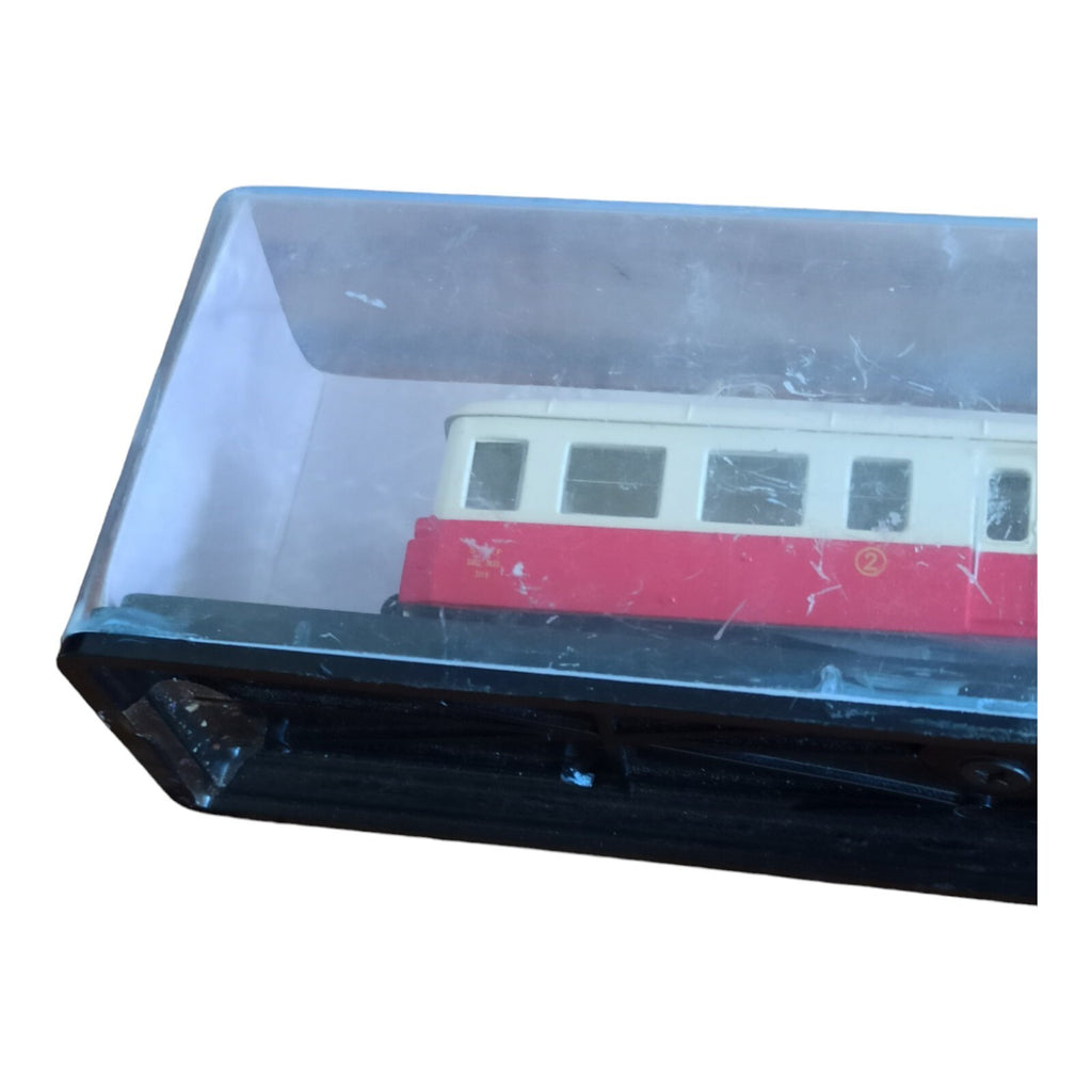 Maquette train SNCF X-3800 vintage, autorail miniature, sous vitrine