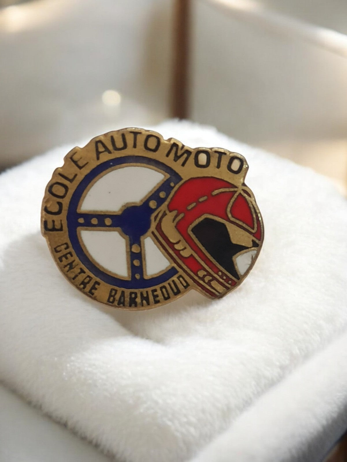 Pin's École Auto Moto Centre Barnedud vintage rétro motard ancien