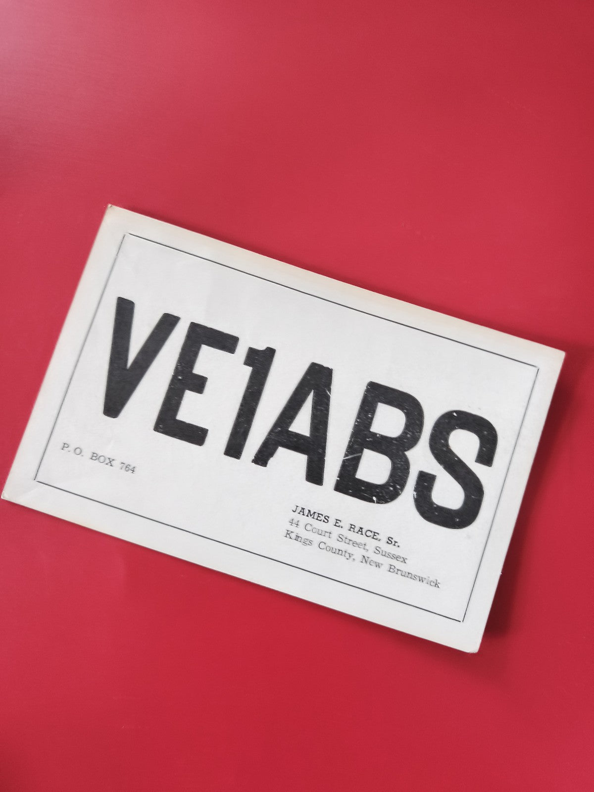 Carte radio QSL VE1ABS New Brunswick Canada blanc et noir d?occasion