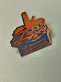 Pin's vintage Elf Aquitaine plateforme pétrolière, bleu rouge, collection (Ref 1