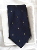 Cravate vintage en soie bleu marine motif géométrique rétro élégant homme