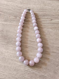 Collier ancien vintage en quartz rose, pierres naturelles, gros bijou rétro femm