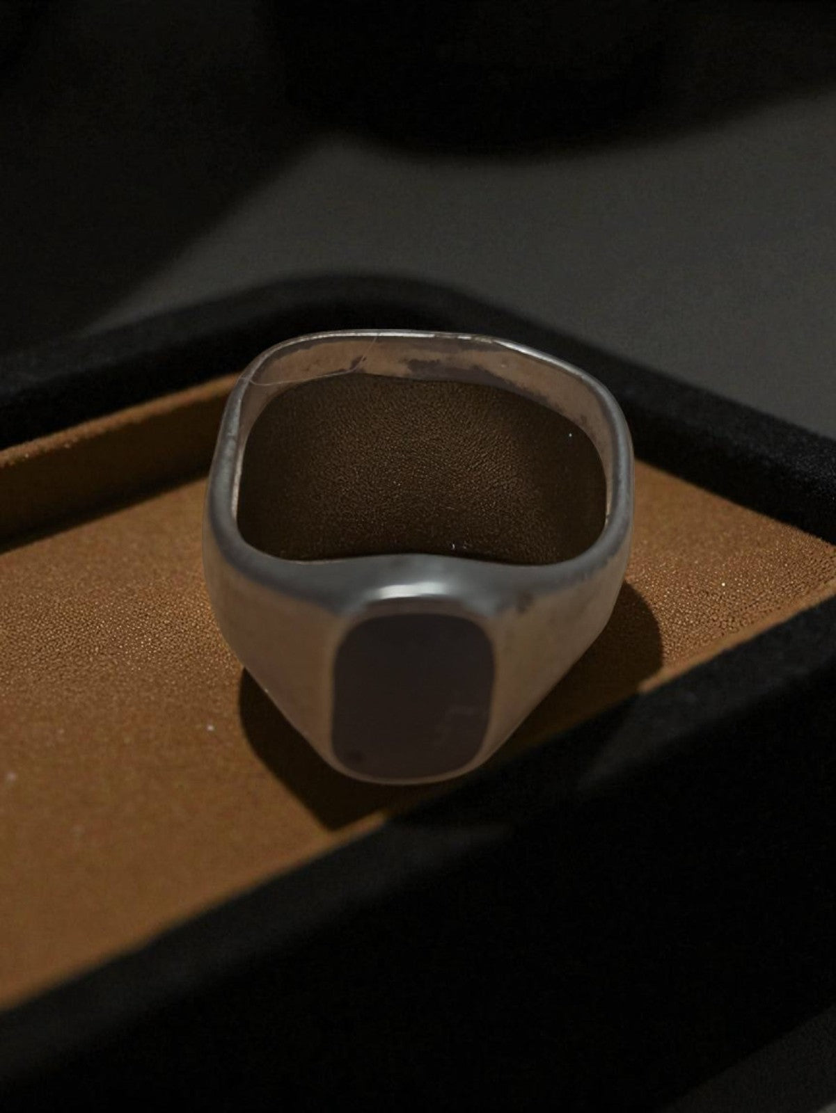 Bague vintage ancienne homme style chevalière grise rétro taille 46 bijou