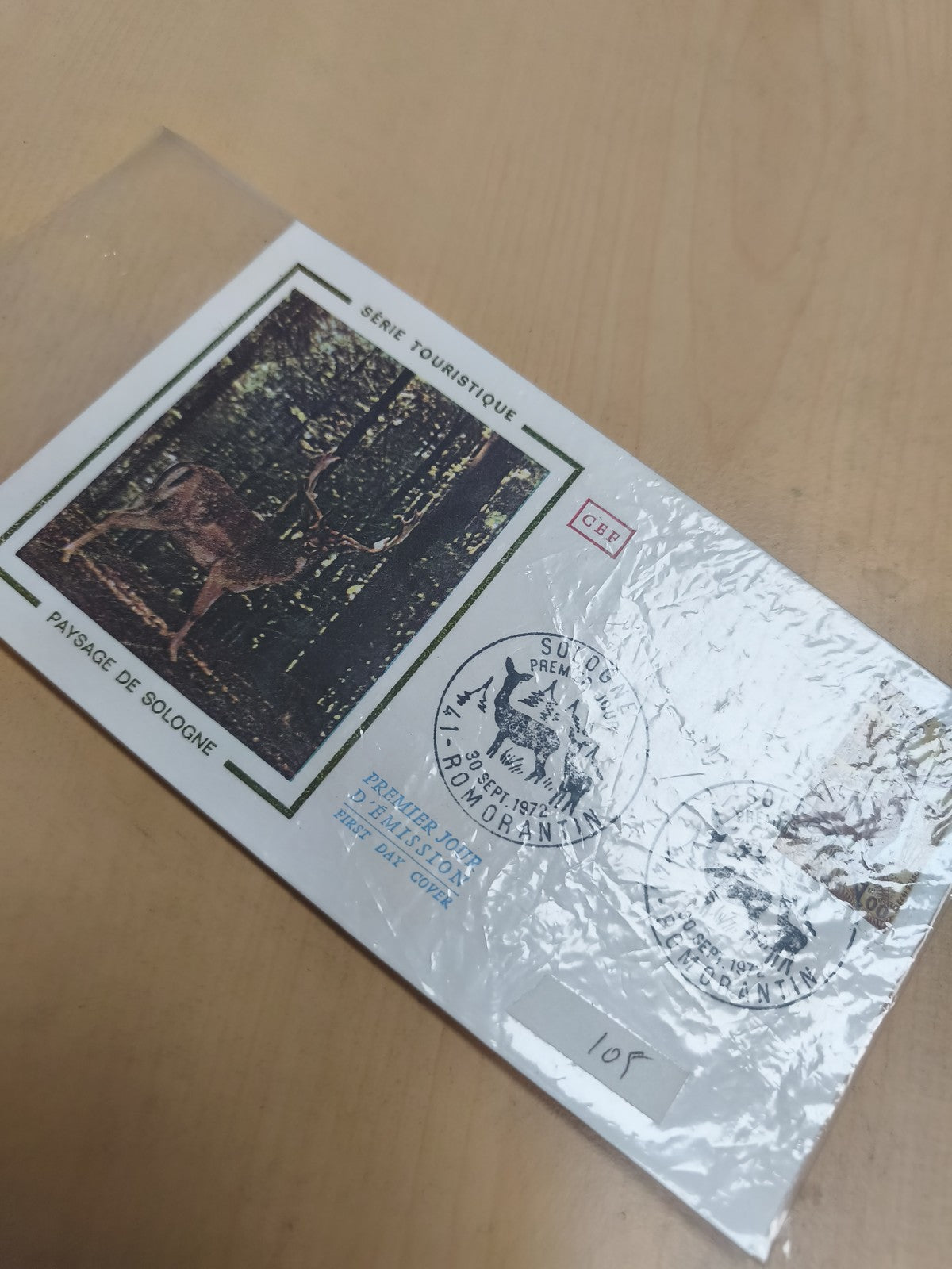 Première Jour d'Émission Sologne 1972 - Enveloppe philatélie cerf paysage