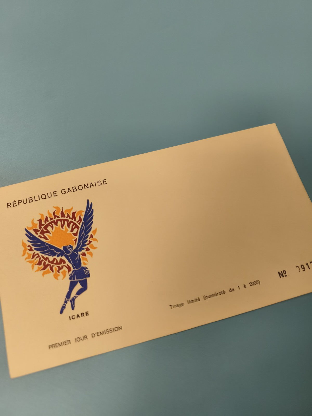 Ancienne enveloppe premier jour Icare Gabon, tirage limité philatélie collection