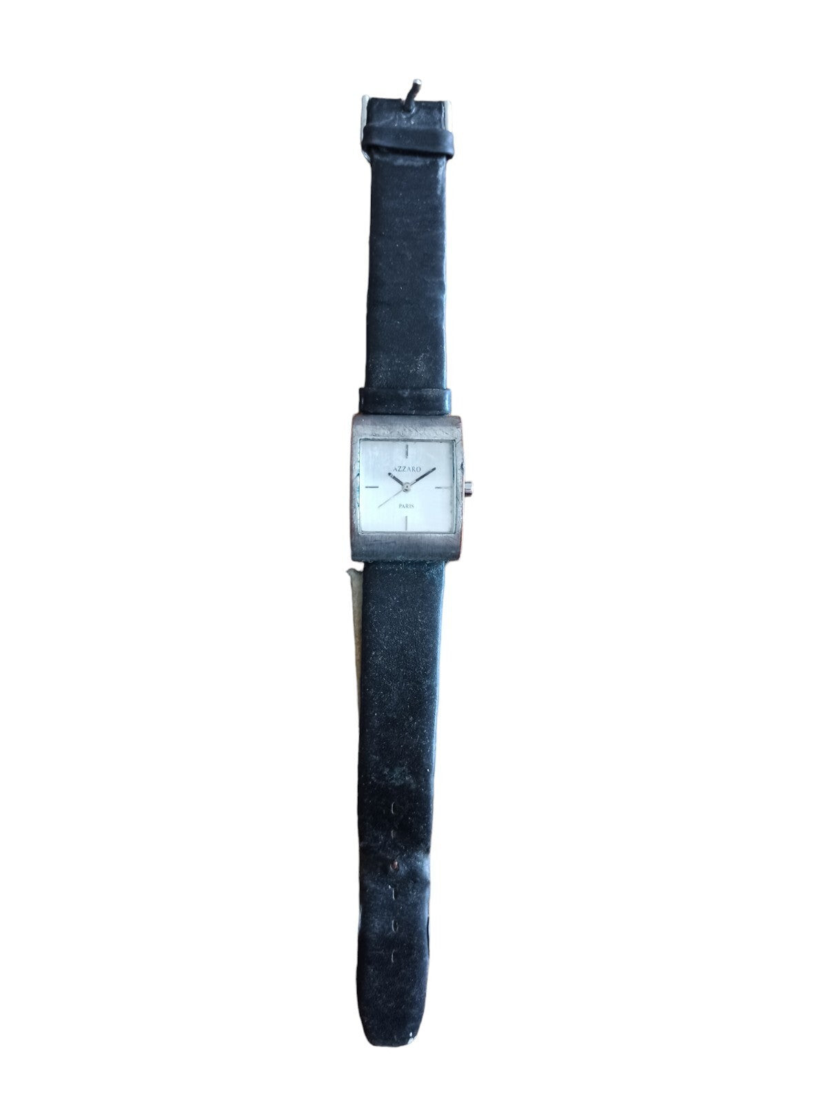 Montre Azzaro Paris vintage cadran carré cuir noir style rétro intemporel