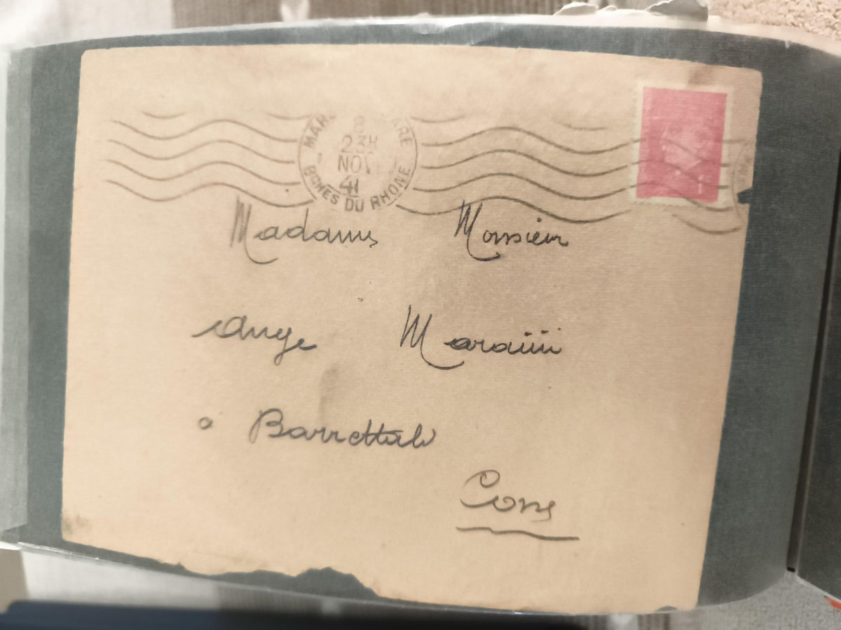 Lettre ancienne 1941 oblitérée Marseille Bouches-du-Rhône timbre rouge philatéli