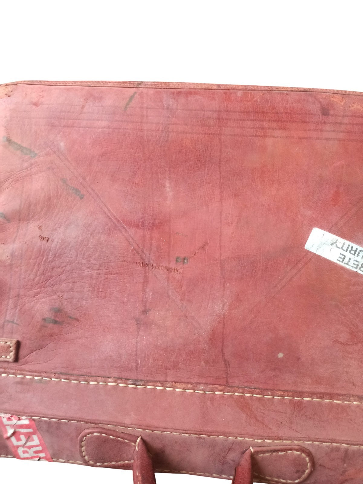 Cartable ancien cuir marron grand format sac vintage rétro scolaire