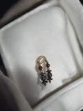 Paire boucles d’oreilles vintage perles noires brunes rétro ancien original