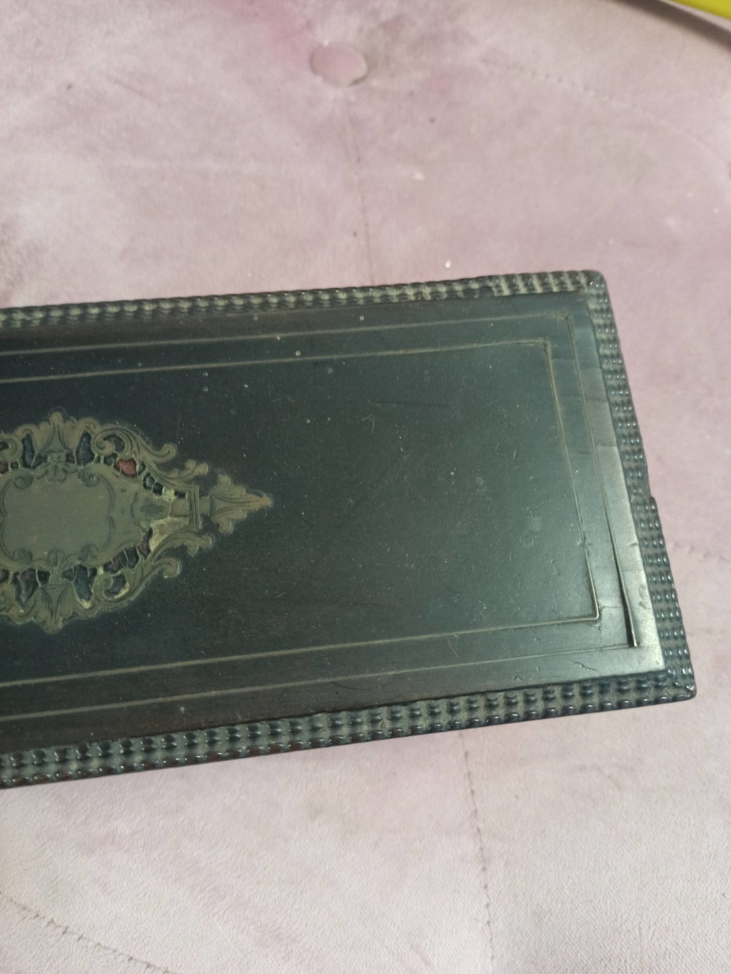 Boîte à bijoux ancienne Napoléon III noir ornement XIXe rétro vintage déco