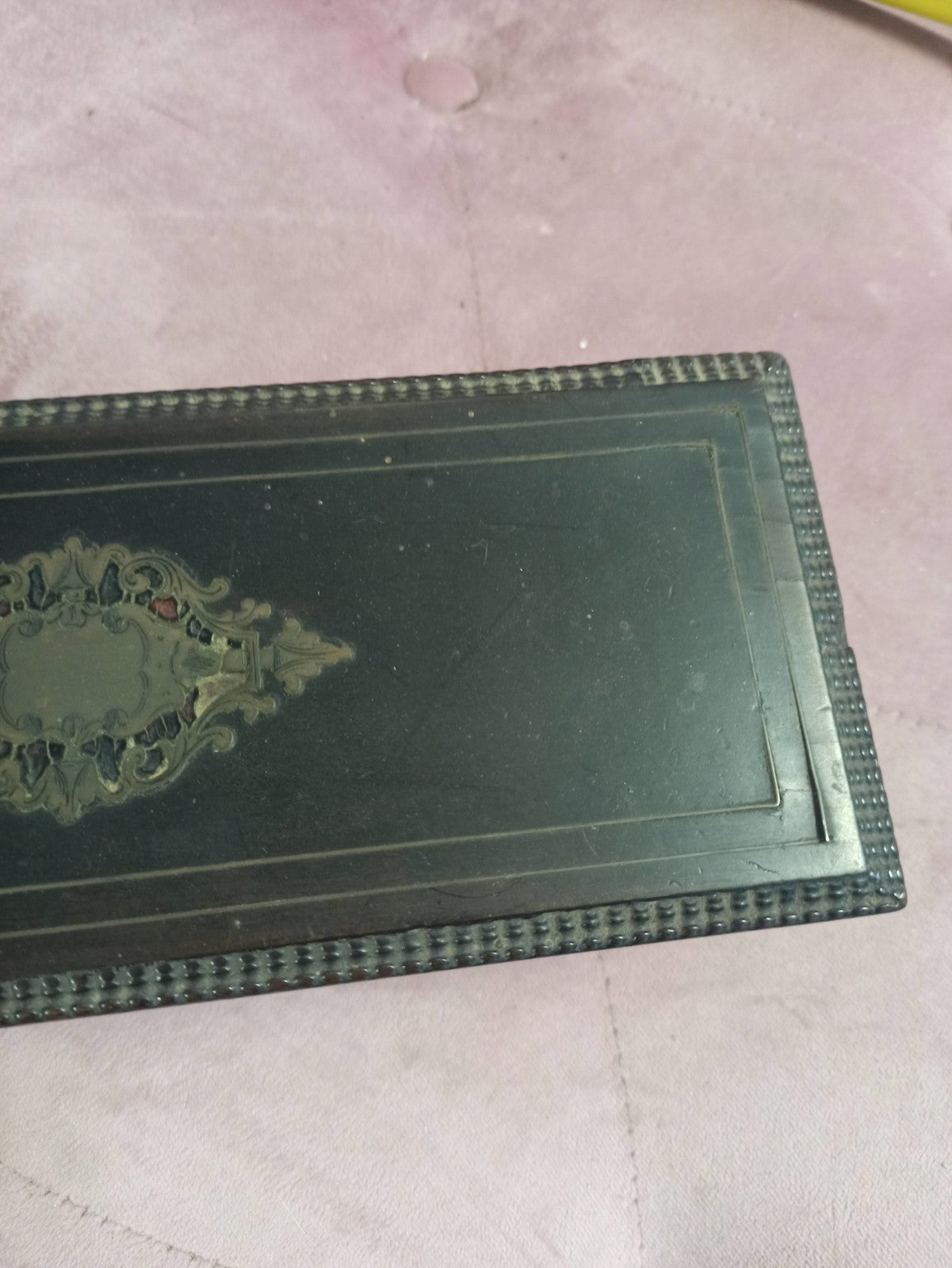 Boîte à bijoux ancienne Napoléon III noir ornement XIXe rétro vintage déco