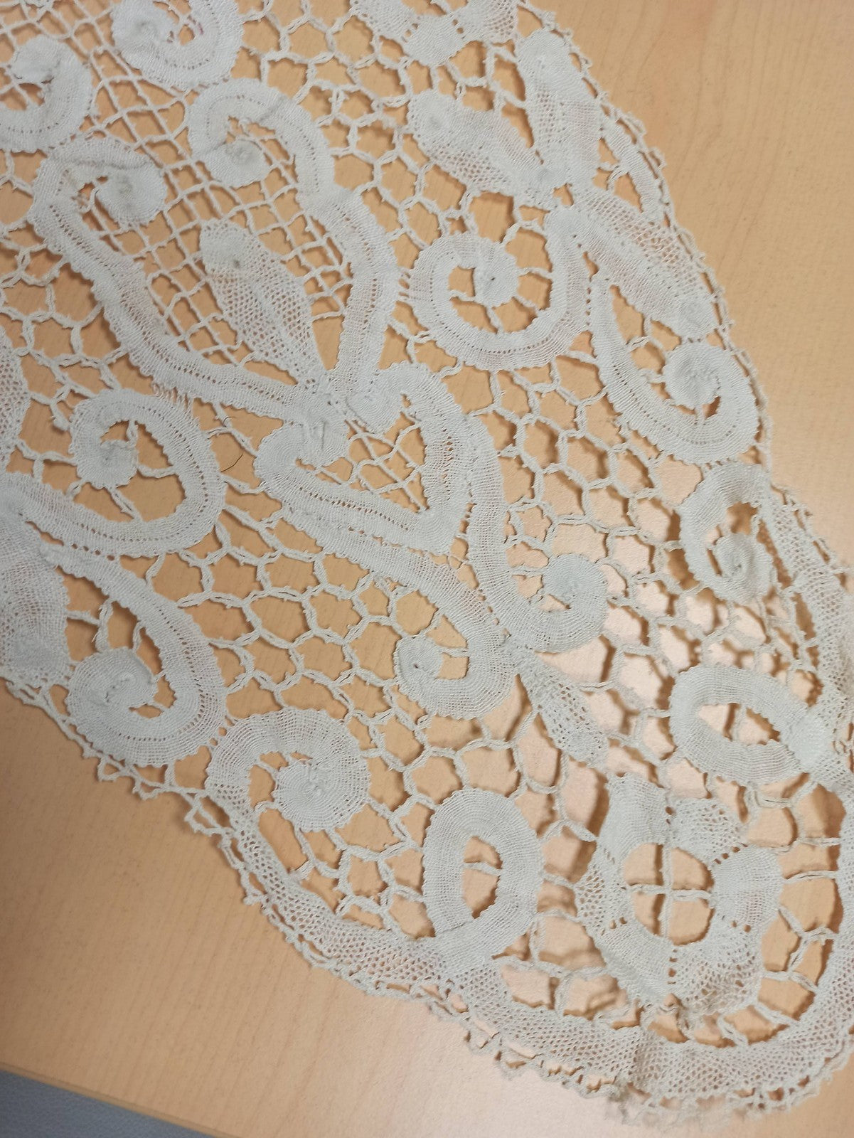 Set de table ancien vintage brodé dentelle crochet fin XIXe, rare, France
