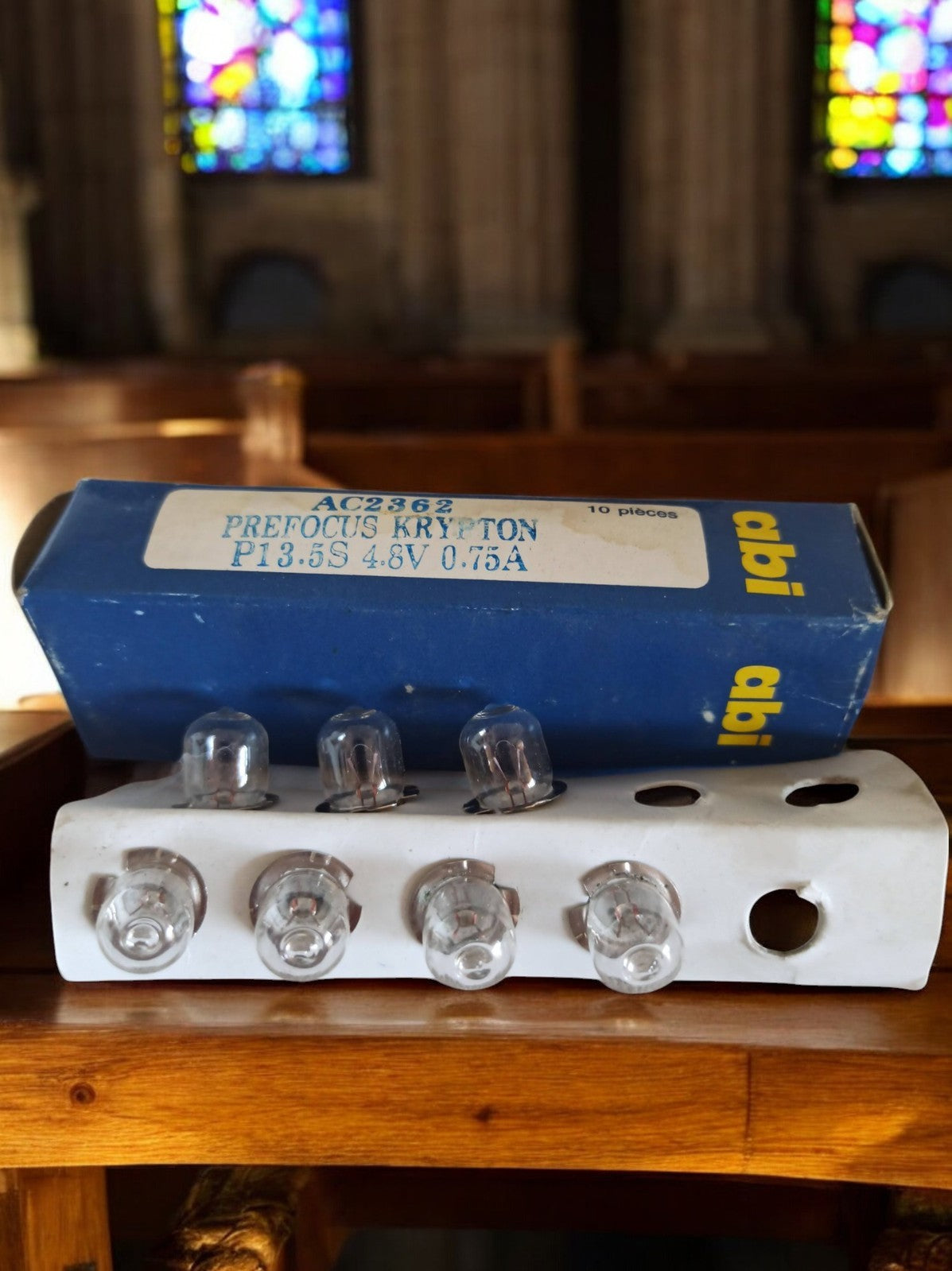 Ampoules anciennes ABI Prefocus Krypton AC2362 x5, P13.5S 4.8V déco vintage