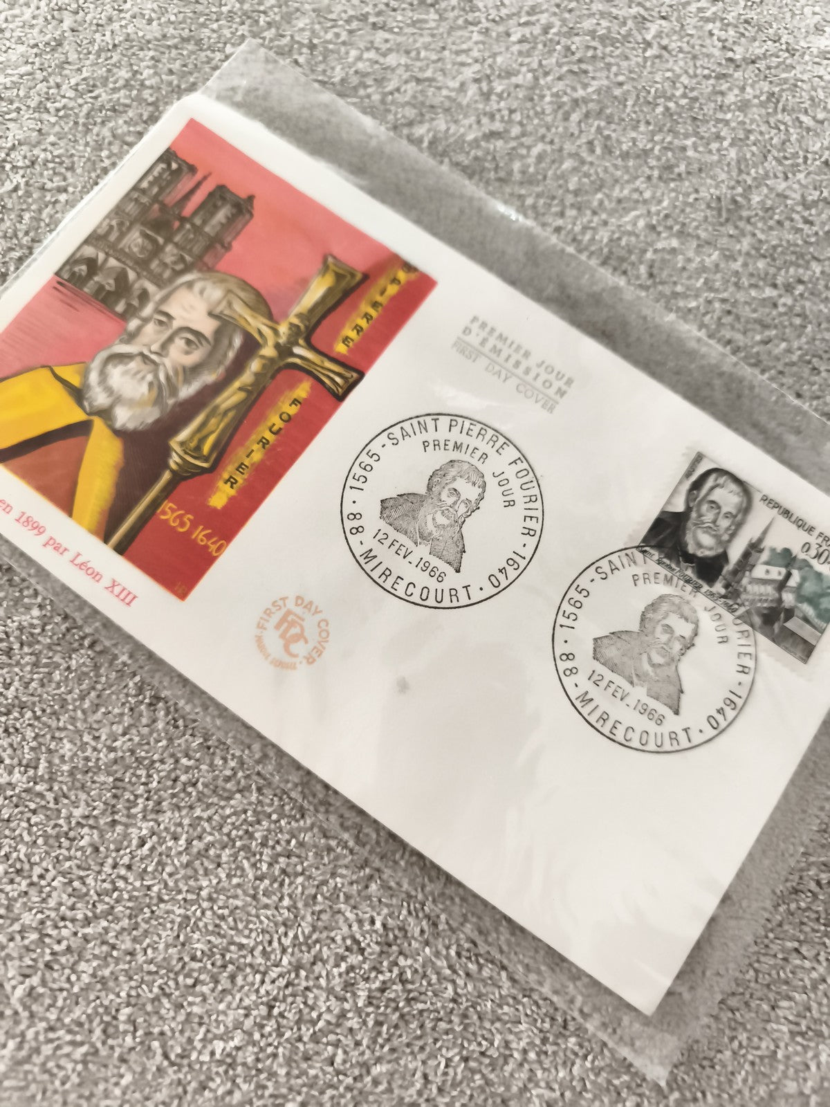 Lettre Premier Jour 1966 Saint Pierre Fourier FDC ancien philatélie Mirecourt