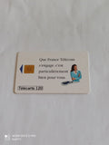 Carte téléphonique France Télécom 120 unités vintage, puce, slogan publicitaire