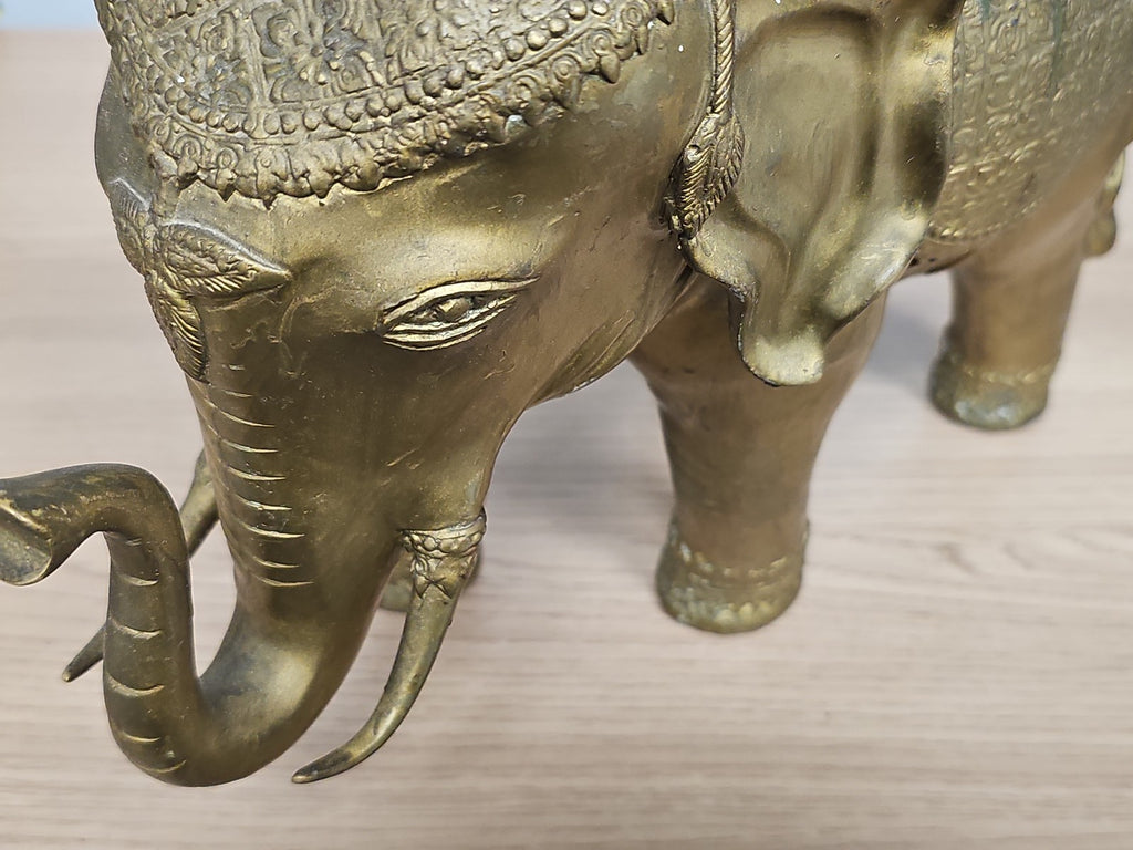 Statue éléphant indienne bronze porte-encens ancien déco orientale vintage