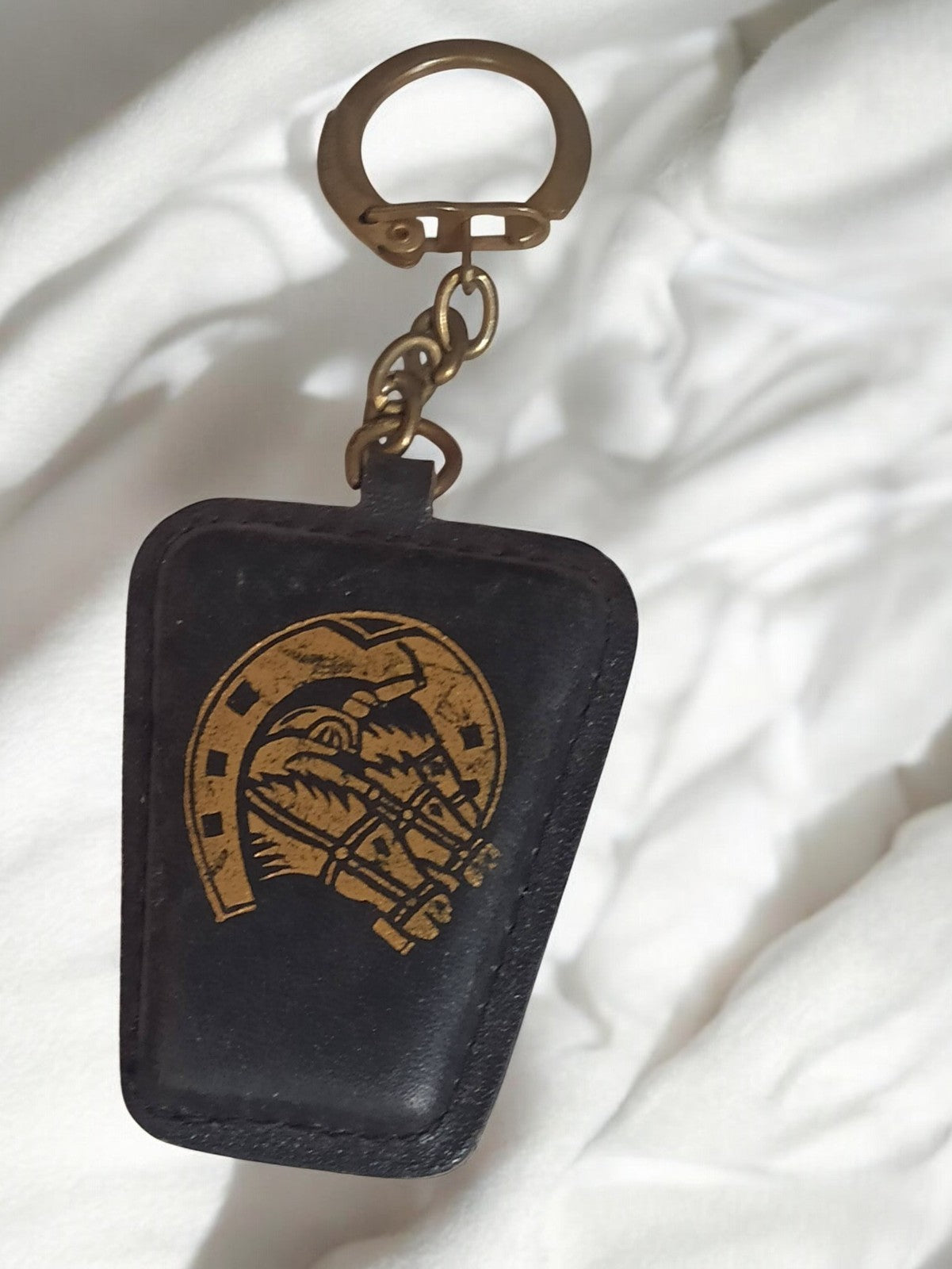 Porte-clés vintage ancien rétro cheval fer à cheval objet publicitaire rare