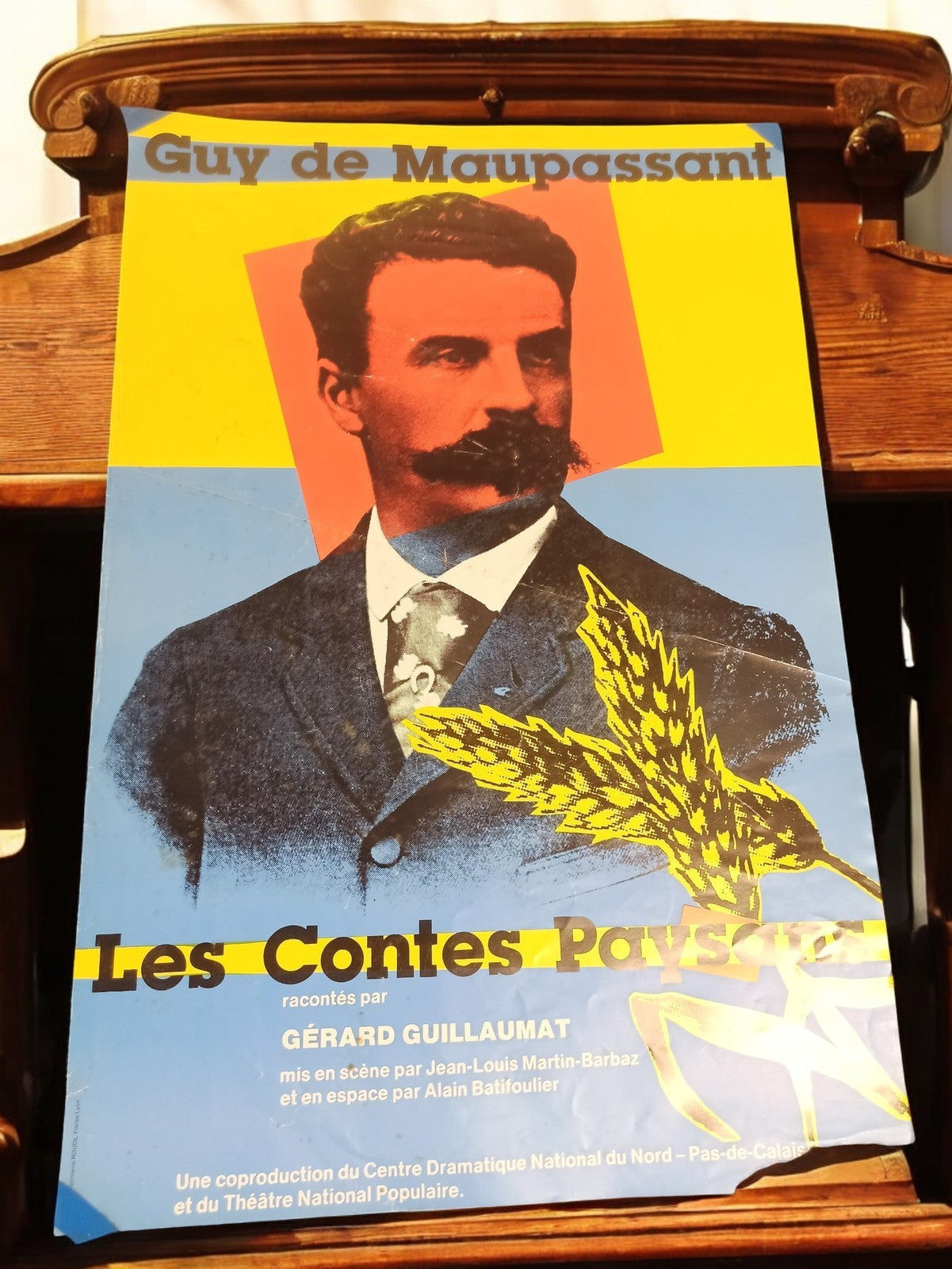 Affiche ancienne Guy de Maupassant Les Contes Paysans vintage rétro déco