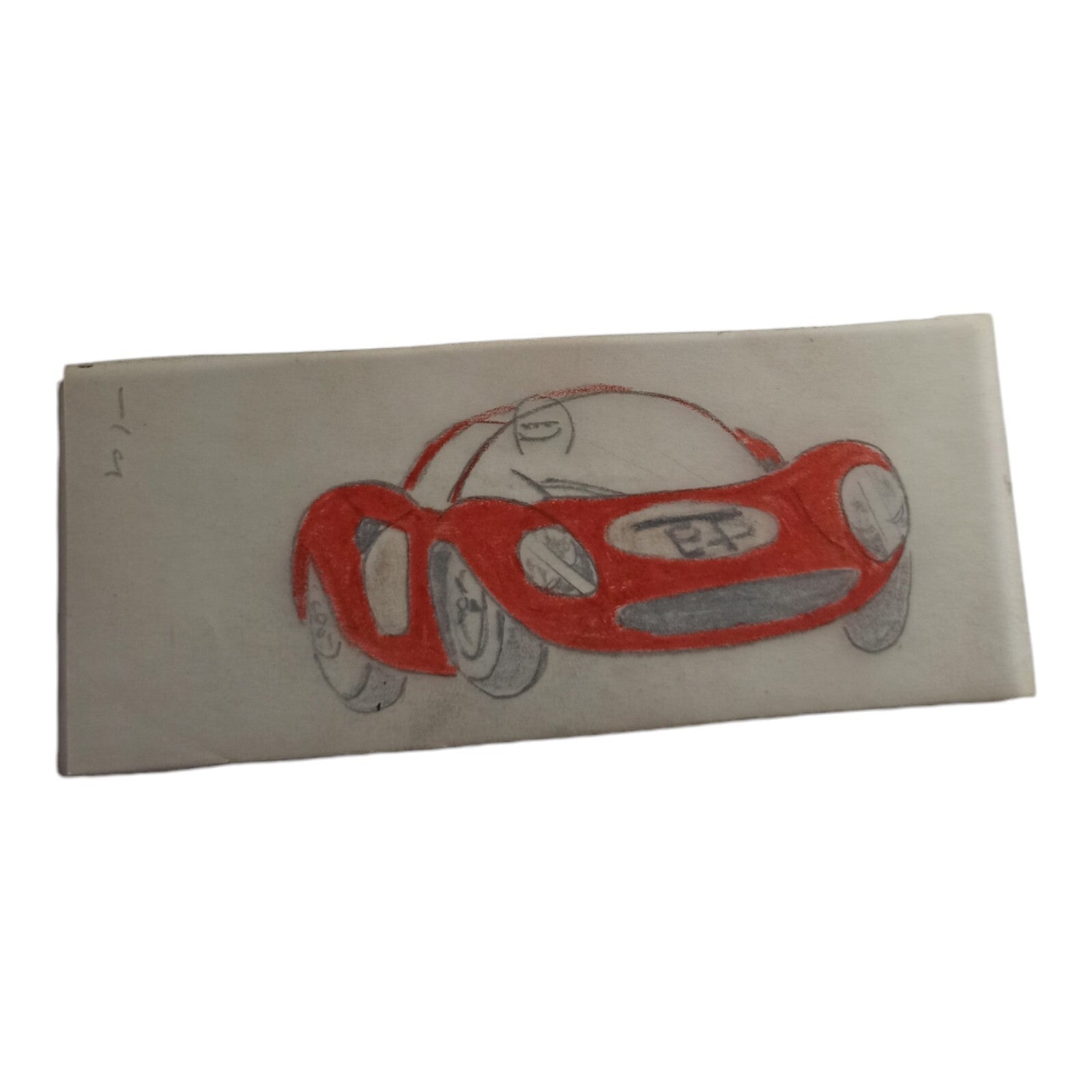 Dessin original voiture Scalextric Dinky Toys calque vintage rouge
