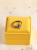 Bague fantaisie vintage, anneau brun cabochon perle, rétro taille 54
