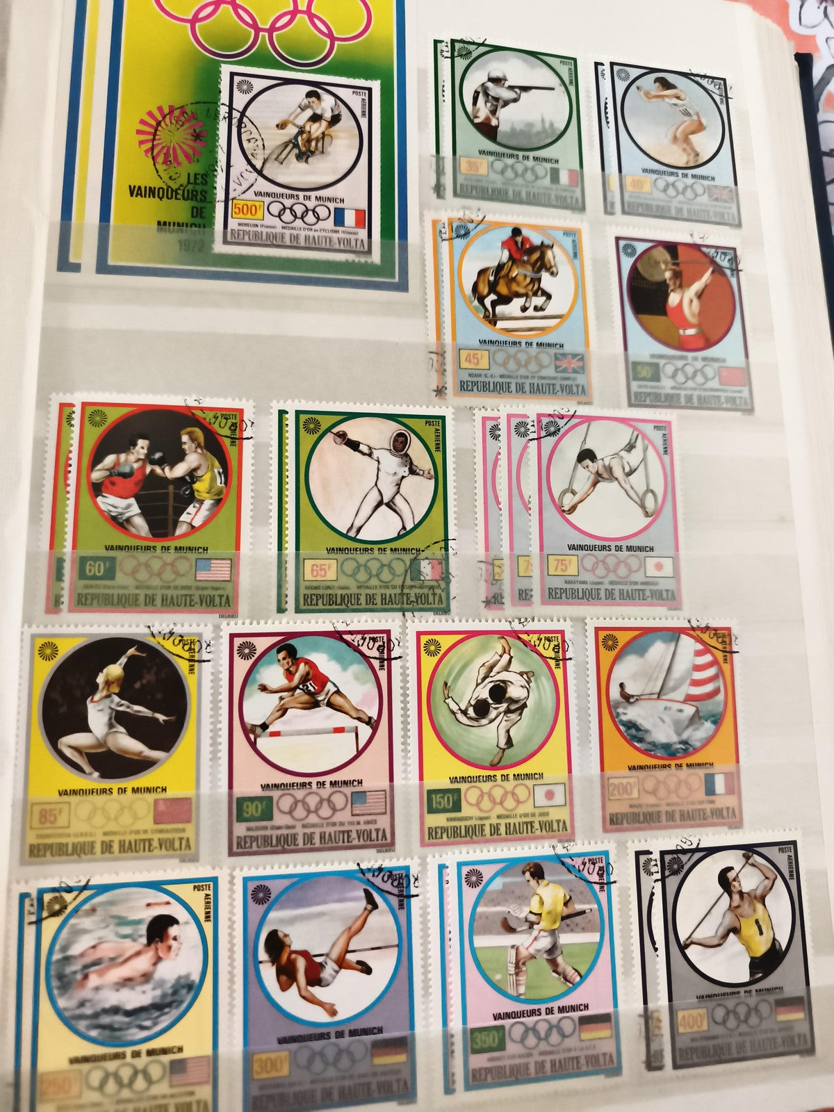 Timbres anciens Haute-Volta JO Munich 1972 sports olympiques série complète