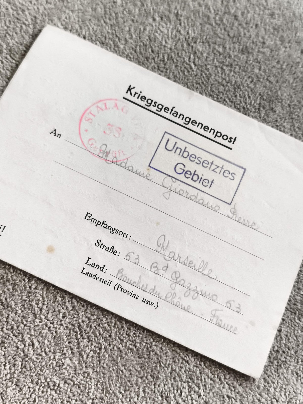 Carte Kriegsgefangenenpost Stalag 5S WWII Marseille courrier ancien