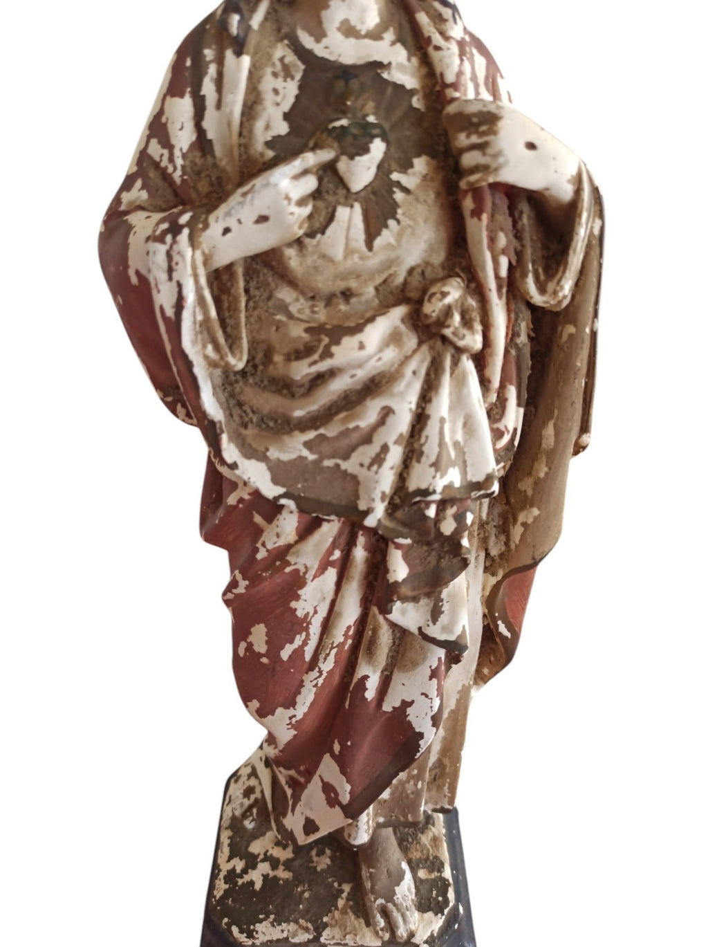 Statue Sacré-C?ur Jésus plâtre polychrome début XXe déco église
