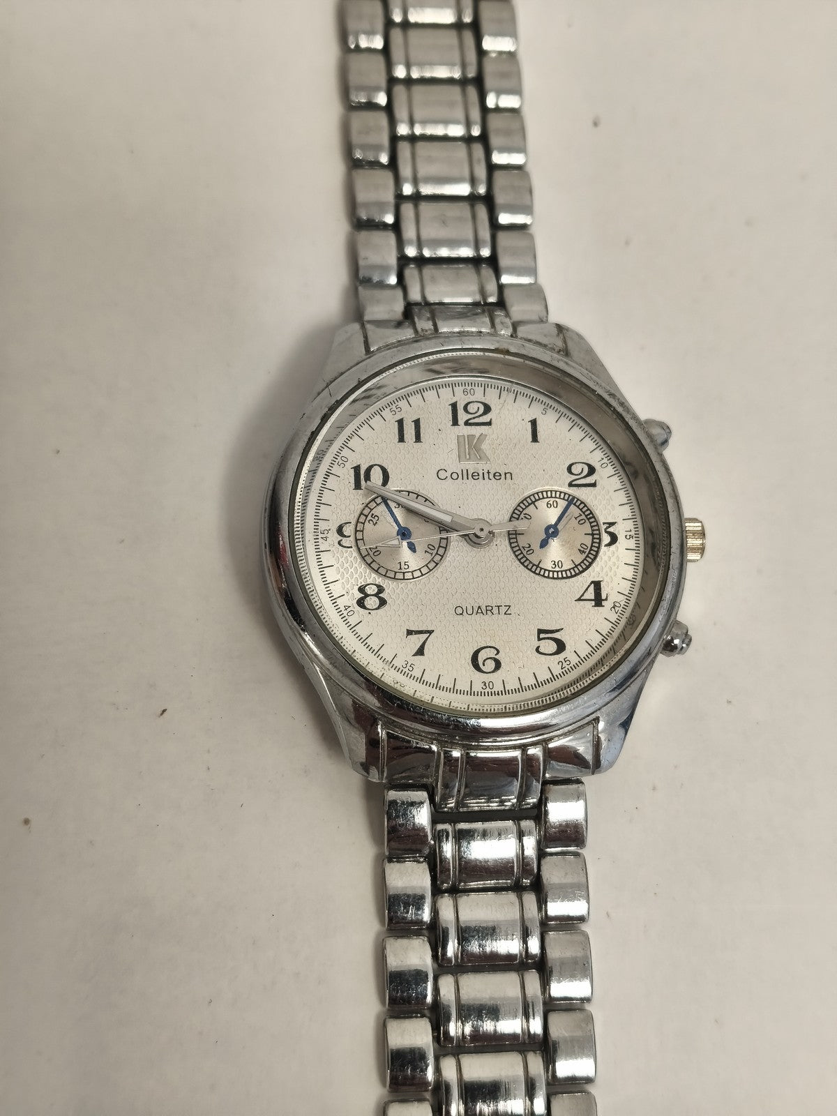 Montre vintage Colleiten quartz argentée à maillons, non testée état