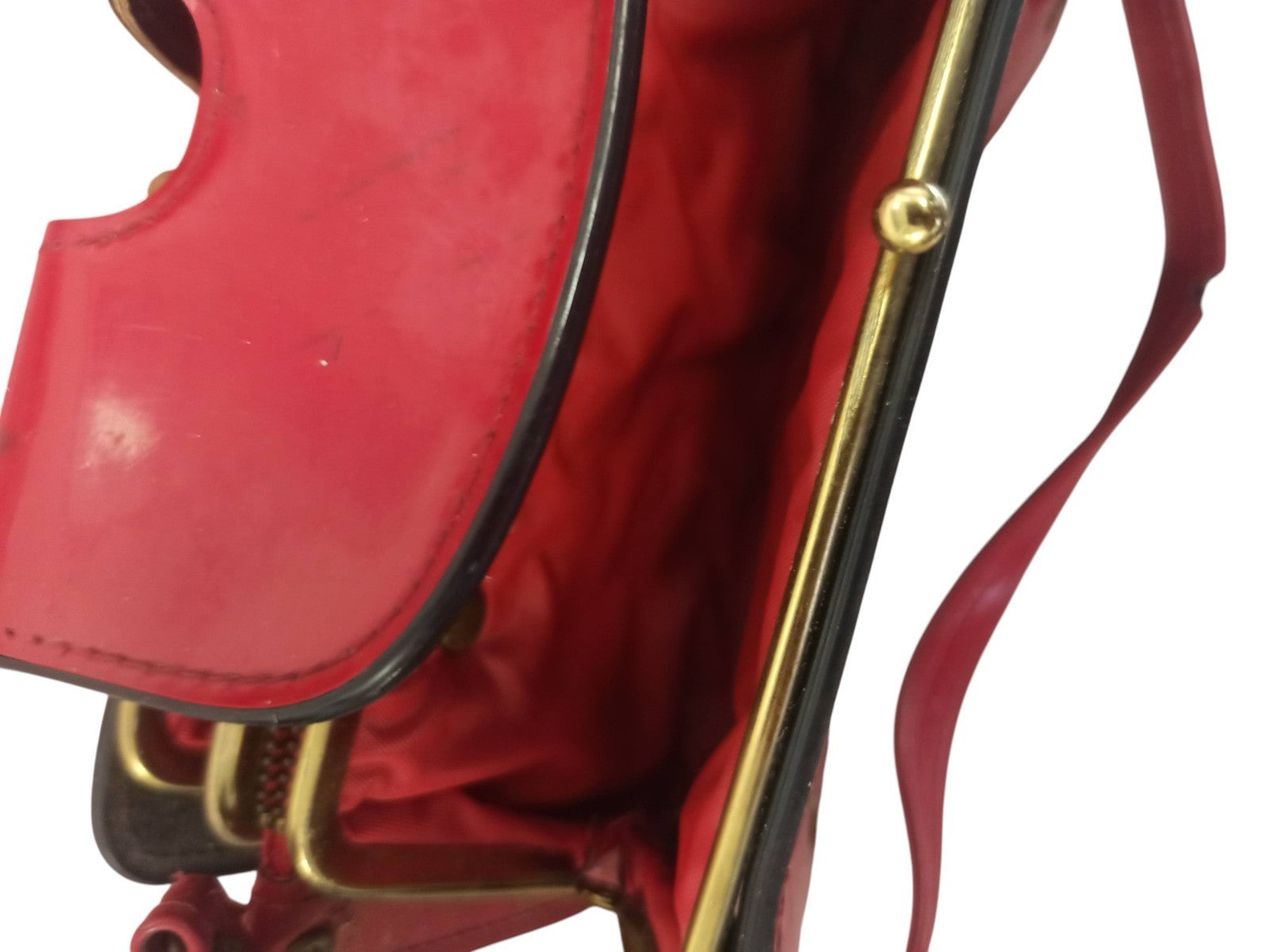 Sac à main vintage rouge femme ancien cuir, sac bandoulière rétro