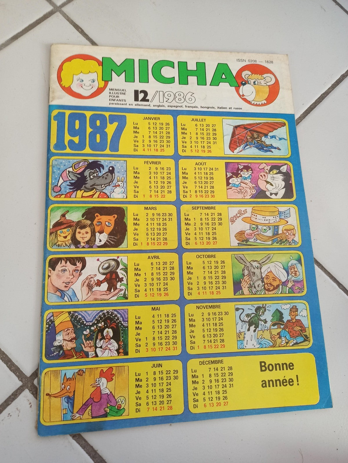 Journal jeunesse MICHA 12/1986 vintage illustré calendrier 1987 rare rétro