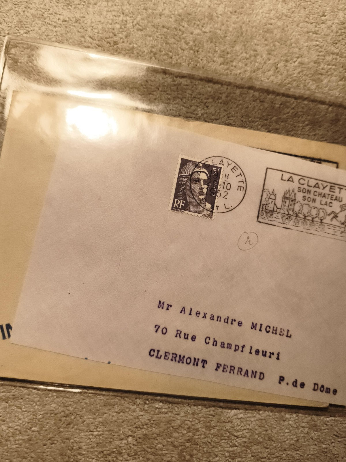 Lettre oblitérée 1962 La Clayette timbre RF Marianne Philatélie (Ref 12)