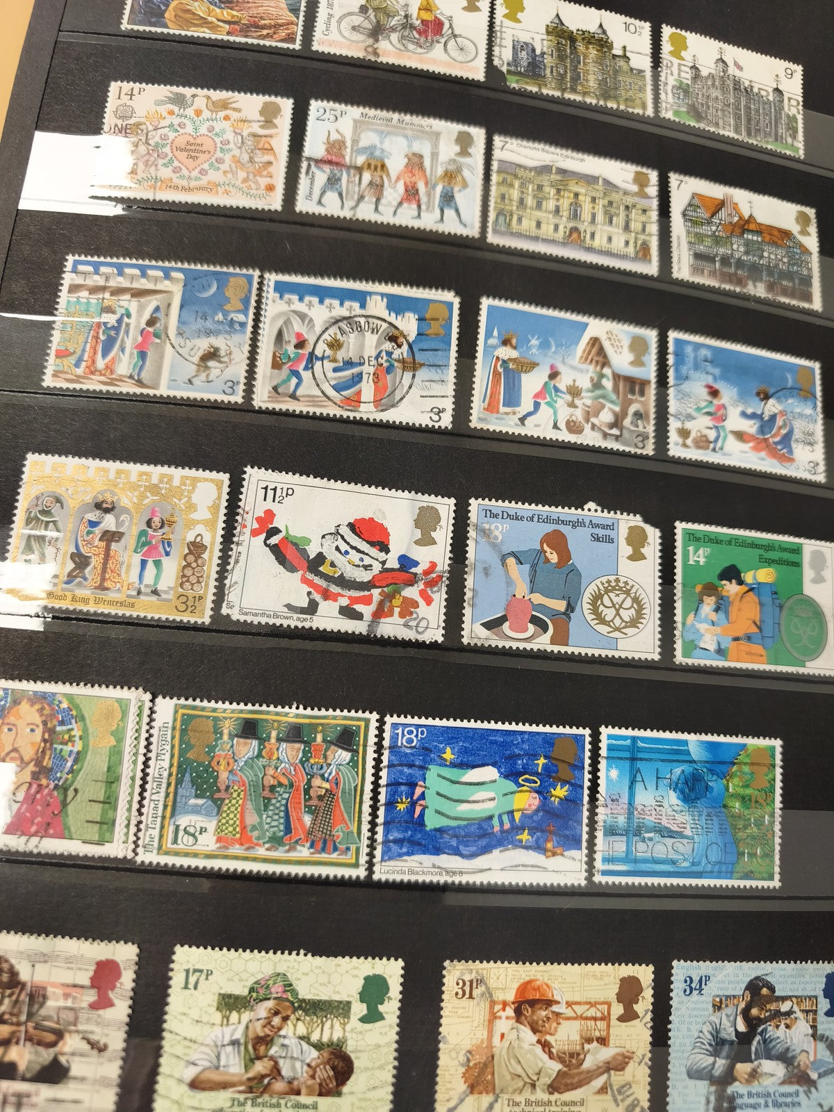 Lot anciens timbres oblitérés Angleterre thématiques illustrées collection vinta