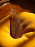 Pendentif vintage agate naturelle, pierre polie ancienne, tranche marron